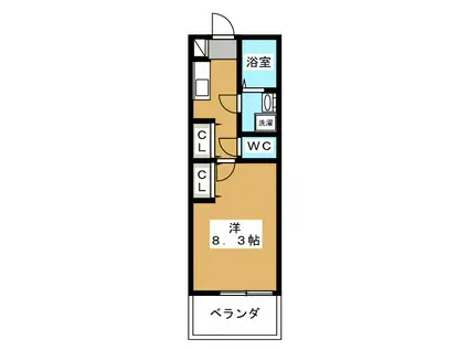 HAMA OASIS(1K/3階)の間取り写真