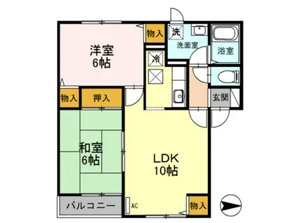 ハイセレール豊(2LDK/1階)の間取り写真