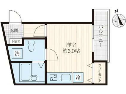 BRICK亀戸(1DK/3階)の間取り写真