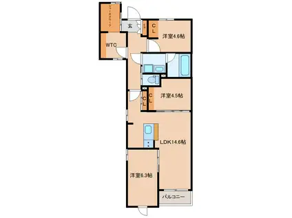 宮千代3丁目AP(3LDK/2階)の間取り写真