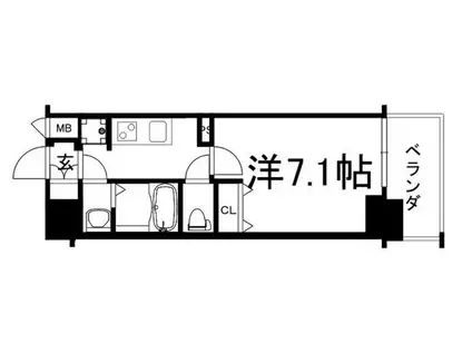 レオンヴァリエ大阪ベイシティ(1K/8階)の間取り写真