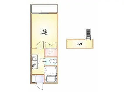 マノアールE(1K/2階)の間取り写真