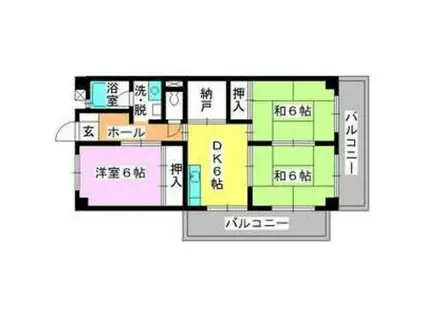 シティハイツ篠栗(3DK/3階)の間取り写真