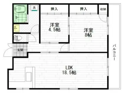 クリスタルハイツ(2LDK/7階)の間取り写真