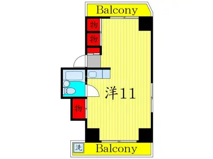 山手線 池袋駅/東池袋駅 駅近 広々11帖(ワンルーム/4階)の間取り写真