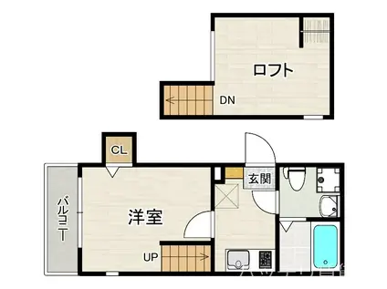 ハーモニーテラス下山門II(1K/2階)の間取り写真