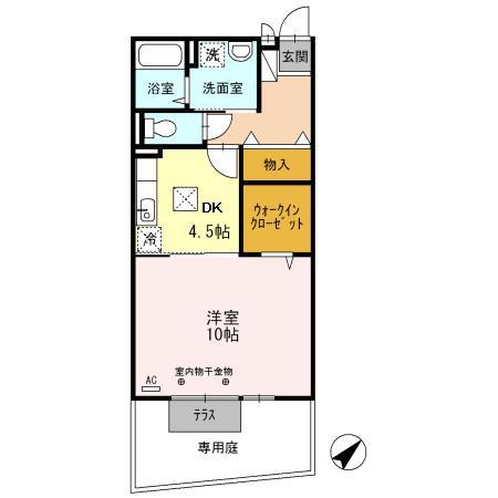 バーディーコート A棟(1DK/1階)の間取り写真