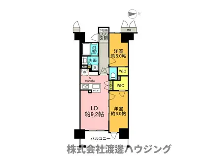 プレミスト江坂(2LDK/4階)の間取り写真