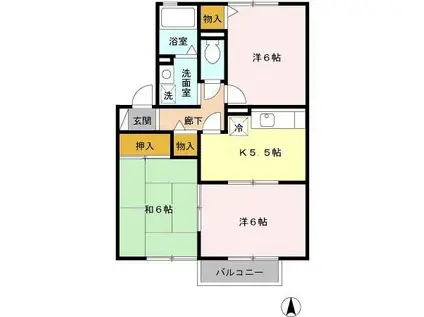 ヴァンコリーヌ(3K/2階)の間取り写真