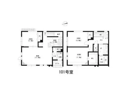 ルミエール屯田4-7(3LDK/1階)の間取り写真