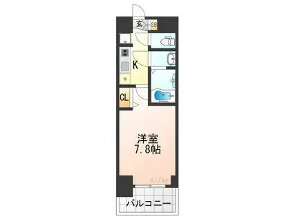 ソルテラス大阪BAY STATION SIDE(1K/6階)の間取り写真