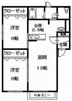 エスティパレスTAIRA(2LDK/1階)の間取り写真