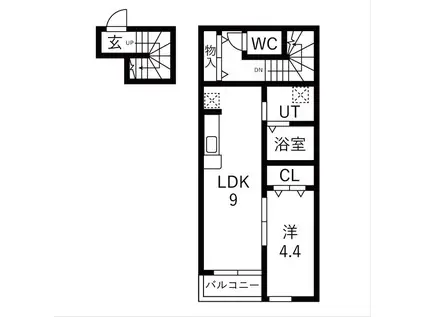 サンテラス郡山(1LDK/2階)の間取り写真
