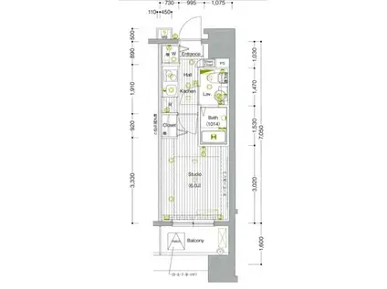 グランド・ガーラ代々木参宮橋(1K/7階)の間取り写真