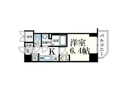 プレサンス松屋町グレース(1K/3階)の間取り写真
