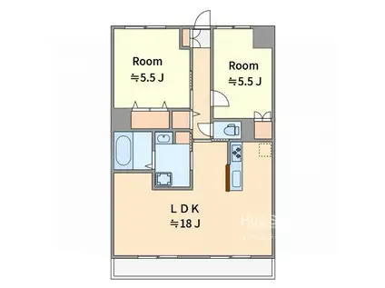 ゾンファハイツ(2LDK/3階)の間取り写真