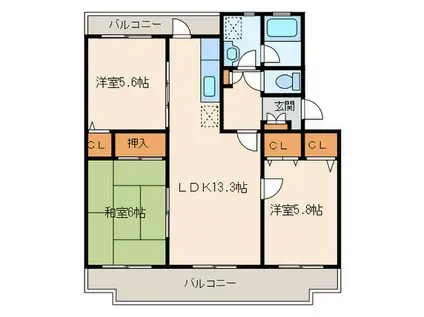 アムールTOMOIKE(3LDK/1階)の間取り写真