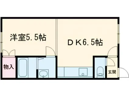 スリードレインハイツVII(1DK/3階)の間取り写真