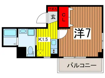 バージュアル浦和イースト(1K/3階)の間取り写真