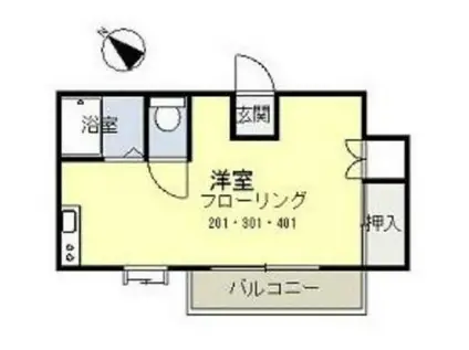 カワイビル(ワンルーム/2階)の間取り写真