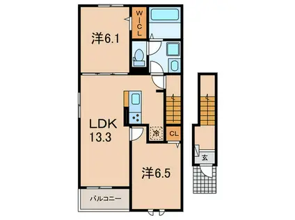 モダンパレス(2LDK/2階)の間取り写真