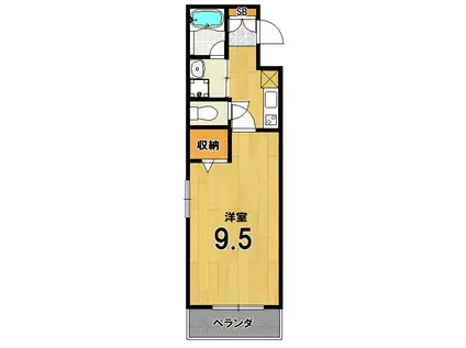 SUCCEED洛北(1K/1階)の間取り写真