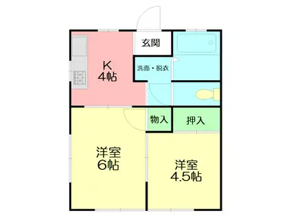 サンライズ戸室(2DK/2階)の間取り写真