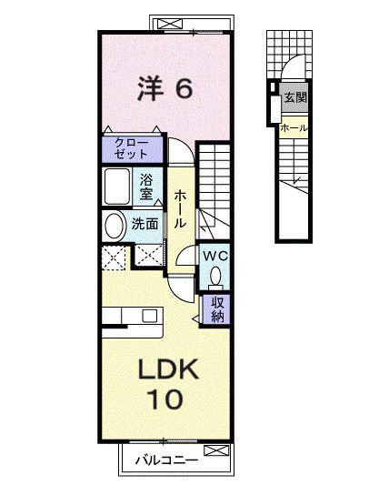 プロヴァンス(1LDK/2階)の間取り写真
