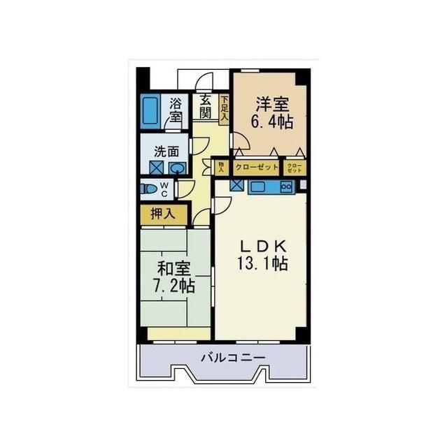 エクセルコート海老名(2LDK/6階)の間取り写真