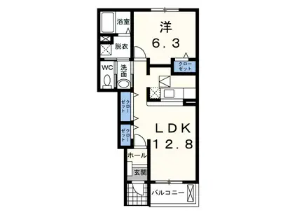 ピーチヒル(1LDK/1階)の間取り写真