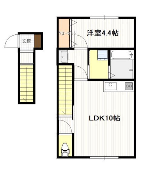 ギア4小方(1LDK/2階)の間取り写真
