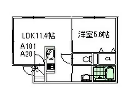 LAID BOOK(1LDK/1階)の間取り写真
