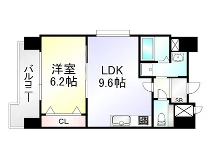 竪町センタービル(1LDK/9階)の間取り写真