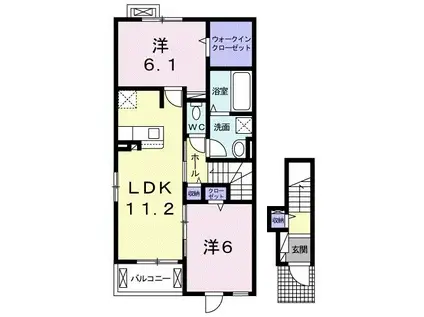 レジデンス ブロッコリー G棟(2LDK/2階)の間取り写真