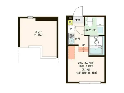 レガーミ(ワンルーム/2階)の間取り写真