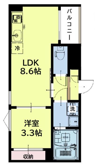 REGALESTくるみ(1LDK/1階)の間取り写真