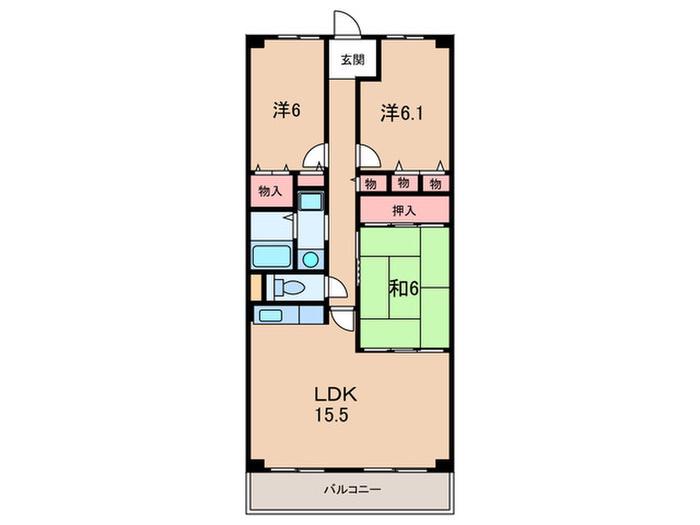 フォリア岡本(3LDK/1階)の間取り写真