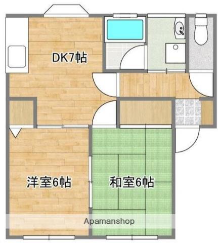 シャルムK(2DK/1階)の間取り写真
