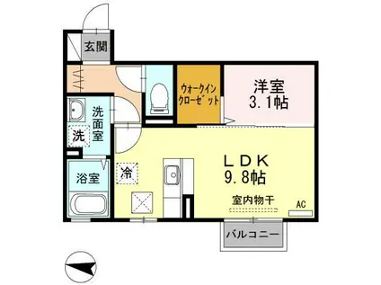 ラ セジュールII(1LDK/1階)の間取り写真