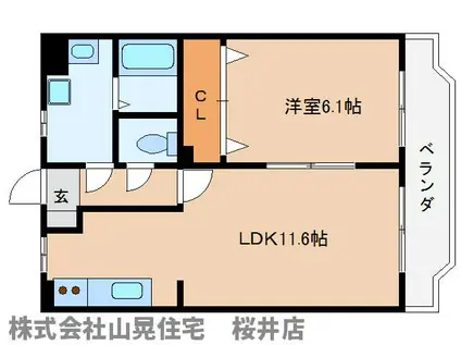 グランドールコート(1LDK/1階)の間取り写真