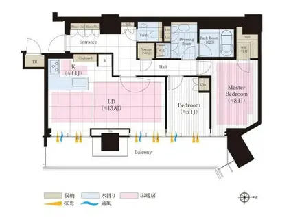 ザ・コート神宮外苑(2LDK/18階)の間取り写真