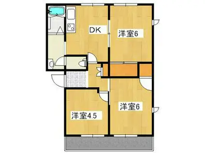 ヴィルヌープB(3DK/1階)の間取り写真