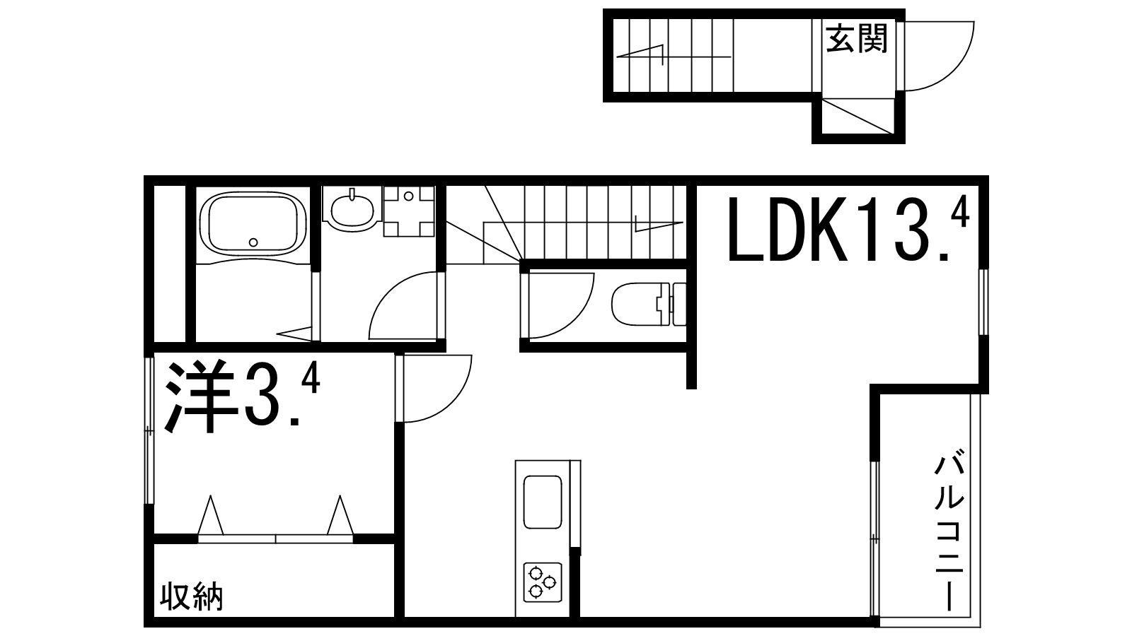 クリスタルハイツ土山(1LDK/2階)の間取り写真