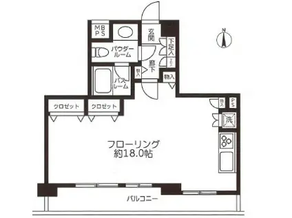 イルサント代々木上原(ワンルーム/3階)の間取り写真