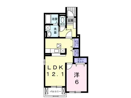 プレシアスフィールドA(1LDK/1階)の間取り写真