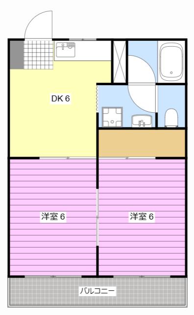 マンションサザン(2DK/2階)の間取り写真