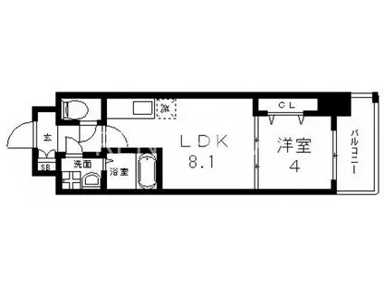 グランパシフィック今里INNOVATION(1LDK/4階)の間取り写真