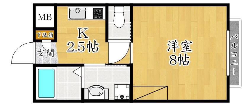 クラウディア長尾(1K/1階)の間取り写真