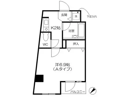 ランブラス国分寺(1K/3階)の間取り写真