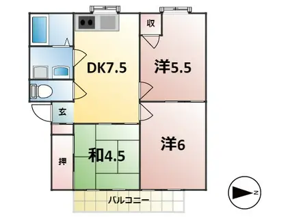 エステートピア・ルンビニーE(3DK/3階)の間取り写真